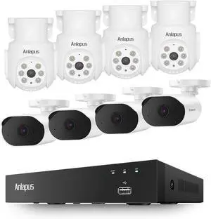 Anlapus 3K Lite 8CH Wired Security Camera System with Audio & Human Vehicle Detection, Includes 4 x 1080P Outdoor Indoor Cameras + 4 Pack 1080P Pan Tilt Cameras with Night Vision,NO HDD. Anlapus 3K Lite 8CH Wired Security Camera System with Audio & Human Vehicle Detection, Includes 4 x 1080P Outdoor Indoor Cameras + 4 Pack 1080P Pan Tilt Cameras with Night Vision,NO HDD.