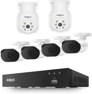 Anlapus 3K Lite 8CH Wired Security Camera System with Audio & Human Vehicle Detection, Includes 4 x 1080P Outdoor Indoor Cameras + 2 Pack 1080P Pan Tilt Cameras with Night Vision, NO HDD. Anlapus 3K Lite 8CH Wired Security Camera System with Audio & Human Vehicle Detection, Includes 4 x 1080P Outdoor Indoor Cameras + 2 Pack 1080P Pan Tilt Cameras with Night Vision, NO HDD.