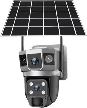 HD 4G WiFi Solar PTZ Camera Triple Screen Outdoor Surveillance Camera HD 4G WiFi Solar PTZ Camera Triple Screen Outdoor Surveillance Camera