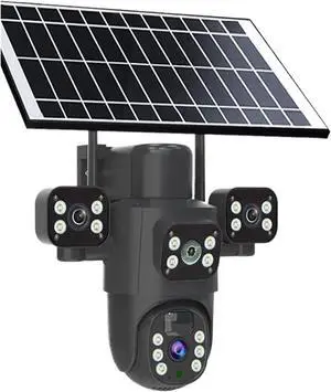 12MP WiFi Solar Outdoor PTZ Camera Three Lens Three Screen Security IP Camera 12MP WiFi Solar Outdoor PTZ Camera Three Lens Three Screen Security IP Camera