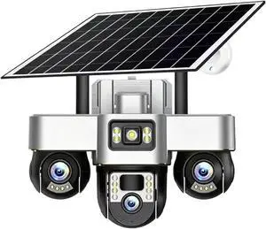 12MP 3 Lens 4G WiFi Solar Outdoor PTZ Security CCTV Camera 12MP 3 Lens 4G WiFi Solar Outdoor PTZ Security CCTV Camera