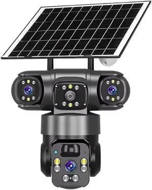 6K 4G WiFi Solar Outdoor PTZ Camera Three Screen Waterproof CCTV Camera 6K 4G WiFi Solar Outdoor PTZ Camera Three Screen Waterproof CCTV Camera