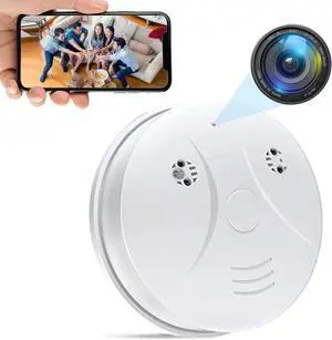 HD 1080P Camera Smoke Detector,WiFi Mini Small Nanny Cam with Motion Detection, Indoor Wireless Surveillance for Home Security/Office with app, No Audio (no Smoke Detector Function) HD 1080P Camera Smoke Detector,WiFi Mini Small Nanny Cam with Motion Detection, Indoor Wireless Surveillance for Home Security/Office with app, No Audio (no Smoke Detector Function)