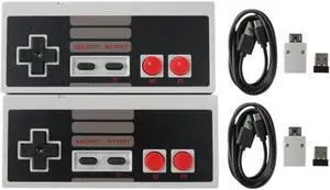 2025 New 2.4 GHz Wireless Controller Upgraded Turbo Function Built-in Rechargeable Battery USB Wireless Adapter for Mini NES Classic Edition PC Mac OS Raspberry PI (2-pk, Classic Gray) 2025 New 2.4 GHz Wireless Controller Upgraded Turbo Function Built-in Rechargeable Battery USB Wireless Adapter for Mini NES Classic Edition PC Mac OS Raspberry PI (2-pk, Classic Gray)