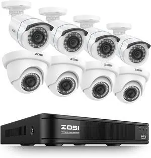 ZOSI 1080p 8 Channel Home Security Camera System with AI Human Vehicle Detect, H.265+ DVR, 8 x 1080p CCTV Bullet Dome Camera Outdoor, Motion Alert Push, 80ft Night Vision, 90° View Angle, No HDD ZOSI 1080p 8 Channel Home Security Camera System with AI Human Vehicle Detect, H.265+ DVR, 8 x 1080p CCTV Bullet Dome Camera Outdoor, Motion Alert Push, 80ft Night Vision, 90° View Angle, No HDD