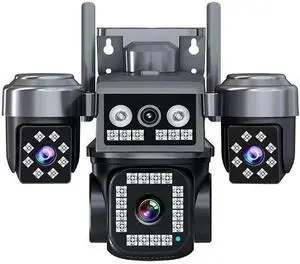 4-Lens Outdoor Security Camera 8MP, 4G LTE PTZ Home Monitoring Camera WiFi Wireless, Intelligent Human Detection, Color Night Vision, 24/7 Video Recording, Suitable for Courtyard Garage home1 4-Lens Outdoor Security Camera 8MP, 4G LTE PTZ Home Monitoring Camera WiFi Wireless, Intelligent Human Detection, Color Night Vision, 24/7 Video Recording, Suitable for Courtyard Garage home1