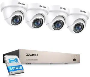 ZOSI 1080P 8CH Home Security DVR System with 500GB HDD & AI Human/Vehicle Detection, Includes 4 Pack 2MP 1080P Dome Cameras with 80ft Night Vision, H.265+ Hybrid 4-in-1, Remote Access. ZOSI 1080P 8CH Home Security DVR System with 500GB HDD & AI Human/Vehicle Detection, Includes 4 Pack 2MP 1080P Dome Cameras with 80ft Night Vision, H.265+ Hybrid 4-in-1, Remote Access.