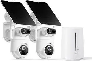Solar Security Camera Wireless Outdoor Dual-Lens 2K Cameras System for Home Color Night Vision 32GB Local Storage PIR AI Human Detection No Subscription Fee 2Pack Solar Security Camera Wireless Outdoor Dual-Lens 2K Cameras System for Home Color Night Vision 32GB Local Storage PIR AI Human Detection No Subscription Fee 2Pack