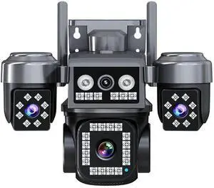 4-Lens 4G LTE Cellular Security Camera Outdoor,WiFi PTZ Camera, AI Human Detection, Full Color & IR Night Vision, 2-Way Audio, IP66 Weatherproof, Support TF Card & Cloud Storage,2 4-Lens 4G LTE Cellular Security Camera Outdoor,WiFi PTZ Camera, AI Human Detection, Full Color & IR Night Vision, 2-Way Audio, IP66 Weatherproof, Support TF Card & Cloud Storage,2