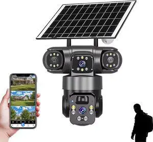 Solar Powered Multi Angle Security Camera, 6K 9MP Outdoor Wi-Fi Security Camera Solar Powered Multi Angle Security Camera, 6K 9MP Outdoor Wi-Fi Security Camera