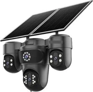 20MP Four Screen Solar Security Camera, Outdoor 3 PTZ Cam with 12X Optical Zoom, 360° APP Control & 14400mAh Battery 20MP Four Screen Solar Security Camera, Outdoor 3 PTZ Cam with 12X Optical Zoom, 360° APP Control & 14400mAh Battery