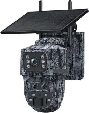 6K 12MP Dual Screen Solar Security Camera, WiFi 4G SIM Outdoor Camouflage Forest Cam IP66 with PIR Human Detection & Ubox APP 6K 12MP Dual Screen Solar Security Camera, WiFi 4G SIM Outdoor Camouflage Forest Cam IP66 with PIR Human Detection & Ubox APP