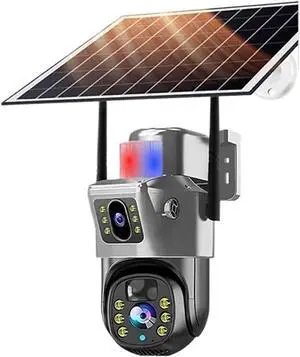 4K 8MP Dual Screen Solar PTZ Security Camera, Outdoor Wireless WiFi Cam with PIR Human Auto Tracking & IP66 Waterproof 4K 8MP Dual Screen Solar PTZ Security Camera, Outdoor Wireless WiFi Cam with PIR Human Auto Tracking & IP66 Waterproof
