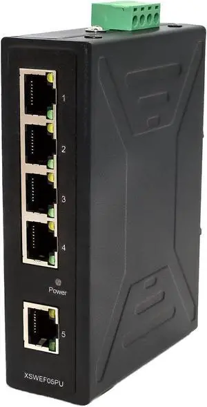 5-Port Industrial Ethernet Switch, 10/100 Mbps Unmanaged DIN Rail Switch 5-Port Industrial Ethernet Switch, 10/100 Mbps Unmanaged DIN Rail Switch