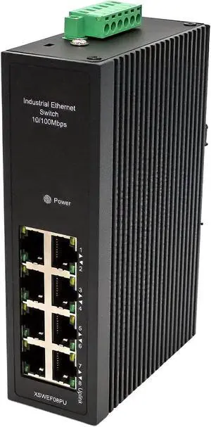 8-Port Industrial Ethernet Switch, 10/100 Mbps Unmanaged DIN Rail Switch 8-Port Industrial Ethernet Switch, 10/100 Mbps Unmanaged DIN Rail Switch
