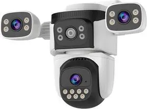 PTZ Camera Outdoor, Wireless WiFi Security Surveillance with Tri-Eye Design, 600 MP Resolution, IP66 Waterproof, Motion Detection, Color Night Vision, Smart Tracking PTZ Camera Outdoor, Wireless WiFi Security Surveillance with Tri-Eye Design, 600 MP Resolution, IP66 Waterproof, Motion Detection, Color Night Vision, Smart Tracking