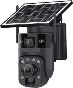 Solar Powered PTZ Security Camera,4K 60X Optical Zoom Dual Screen Outdoor Cam,PIR Human Auto Tracking WiFi CCTV with Real-Time Alerts Solar Powered PTZ Security Camera,4K 60X Optical Zoom Dual Screen Outdoor Cam,PIR Human Auto Tracking WiFi CCTV with Real-Time Alerts