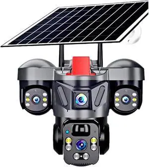 6MP Solar PTZ Security Camera 4G WiFi Triple Lens Built-in Battery Outdoor Human Detection Surveillance Cam 6MP Solar PTZ Security Camera 4G WiFi Triple Lens Built-in Battery Outdoor Human Detection Surveillance Cam