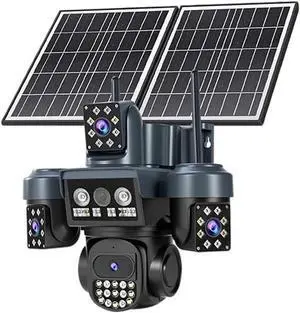 4G Solar Outdoor Security Camera, 25MP HD 10X Zoom AOV Cam with Dual Solar Panels 16000mAh Battery Waterproof Night Vision 4G Solar Outdoor Security Camera, 25MP HD 10X Zoom AOV Cam with Dual Solar Panels 16000mAh Battery Waterproof Night Vision