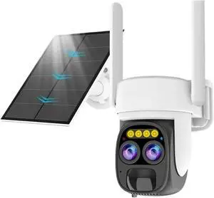 3MP 2K Outdoor WiFi Dual Lens Camera 5X Zoom PTZ Solar Camera AI Auto Tracking CCTV Surveillance IP Camera(Solar Camera Add 64G) 3MP 2K Outdoor WiFi Dual Lens Camera 5X Zoom PTZ Solar Camera AI Auto Tracking CCTV Surveillance IP Camera(Solar Camera Add 64G)