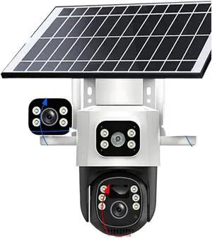 12MP Solar WiFi IP Camera CCTV Three Lens Three Screen Auto Tracking Outdoor 6K 4G Surveillance Camera Security Protection(WiFi Cam Add 128G) 12MP Solar WiFi IP Camera CCTV Three Lens Three Screen Auto Tracking Outdoor 6K 4G Surveillance Camera Security Protection(WiFi Cam Add 128G)