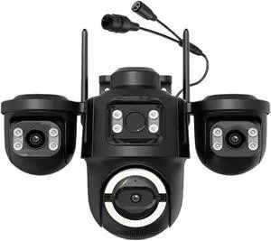 WiFi IP Camera Outdoor Three Screen Home Security PTZ Camera CCTV Surveillance AI Human Detection Monitor(EU Plug) WiFi IP Camera Outdoor Three Screen Home Security PTZ Camera CCTV Surveillance AI Human Detection Monitor(EU Plug)