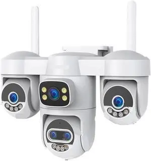 20MP 10K 5G WiFi Outdoor Security Camera, 5-Lens 4-Screen Display 10X Zoom 3 PTZ Lens Surveillance Cam(EU Plug,WiFi 10XZoom 64GB) 20MP 10K 5G WiFi Outdoor Security Camera, 5-Lens 4-Screen Display 10X Zoom 3 PTZ Lens Surveillance Cam(EU Plug,WiFi 10XZoom 64GB)
