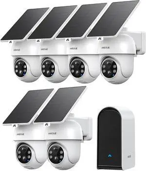 ANSQUE Security Cameras Wireless Outdoor Home System, 6 Camera Kit, No Subscription Fees, Solar Powered, Local Storage, 365-Day Battery Life, 360°PTZ Surveillance, Auto Tracking, 2K Color Night Vision ANSQUE Security Cameras Wireless Outdoor Home System, 6 Camera Kit, No Subscription Fees, Solar Powered, Local Storage, 365-Day Battery Life, 360°PTZ Surveillance, Auto Tracking, 2K Color Night Vision