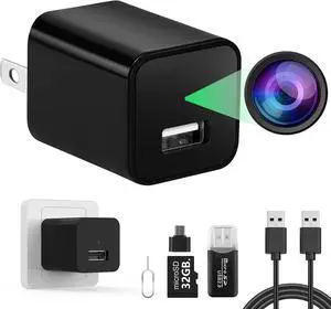 Mini Camera USB Charger Full HD 1080P Video, Security Charger Cam for Home & Office Monitoring, Wall USB Camera with 32GB Micro SD Card Mini Camera USB Charger Full HD 1080P Video, Security Charger Cam for Home & Office Monitoring, Wall USB Camera with 32GB Micro SD Card