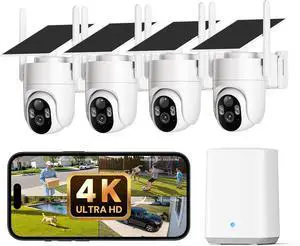 ELYSOO 4K Security Cameras Wireless Outdoor, No Subscription, Solar Camera for Home Security System, Encrypted Local Storage, 360° PTZ with Auto Tracking, Color Night Vision, 4-Cam Kit ELYSOO 4K Security Cameras Wireless Outdoor, No Subscription, Solar Camera for Home Security System, Encrypted Local Storage, 360° PTZ with Auto Tracking, Color Night Vision, 4-Cam Kit