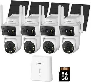 Solar Dual Lens Security Cameras Wireless Outdoor, Home Dual Lens Security Camera System, No Subscription, 2.4G & 5G WiFi 4MP Night Vision, 64G SD Local Recording Expandable to 10CH Solar Dual Lens Security Cameras Wireless Outdoor, Home Dual Lens Security Camera System, No Subscription, 2.4G & 5G WiFi 4MP Night Vision, 64G SD Local Recording Expandable to 10CH