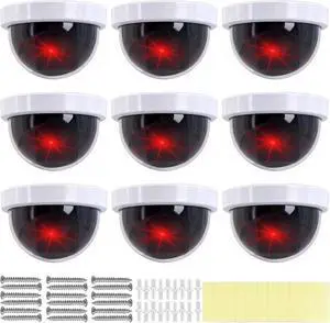 9 Pack Dummy Fake Camera CCTV Dome Fake Security, Wireless Surveillance Dummy CCTV, Flashing Red LED Light, with Screws Tape, White Decoy Camera, for Indoor Outdoor Home Business Premises 9 Pack Dummy Fake Camera CCTV Dome Fake Security, Wireless Surveillance Dummy CCTV, Flashing Red LED Light, with Screws Tape, White Decoy Camera, for Indoor Outdoor Home Business Premises