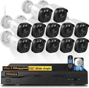 (2026 Update) 5MP Wired Security Camera System Outdoor, 16CH DVR (3TB Hard Drive), 12 x 122° Wide Angle Home Surveillance Cameras, IP67 Waterproof, Free App No Monthly Fee, Remote Control (2026 Update) 5MP Wired Security Camera System Outdoor, 16CH DVR (3TB Hard Drive), 12 x 122° Wide Angle Home Surveillance Cameras, IP67 Waterproof, Free App No Monthly Fee, Remote Control