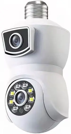 2K Dual Lens WiFi Security Camera Bulb, E27 Socket Pan Tilt Surveillance Camera with Night Vision, White 2K Dual Lens WiFi Security Camera Bulb, E27 Socket Pan Tilt Surveillance Camera with Night Vision, White
