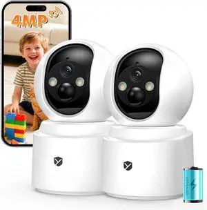 Indoor Camera Pet Camera, 2.5K 4MP Wireless Cat Camera with Phone App, 355° Pan Tilt, Color Night Vision, 2.4/5GHz WiFi, Motion Alerts, 2-Way Audio for Dog Elderly Baby Cat Home (2 Pack) Indoor Camera Pet Camera, 2.5K 4MP Wireless Cat Camera with Phone App, 355° Pan Tilt, Color Night Vision, 2.4/5GHz WiFi, Motion Alerts, 2-Way Audio for Dog Elderly Baby Cat Home (2 Pack)