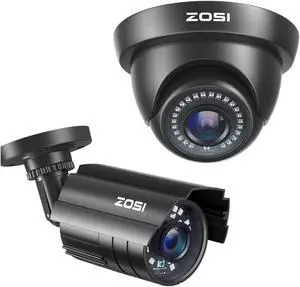 ZOSI 2-Pack 1080P HD TVI Security Cameras, 2MP Outdoor Indoor Weatherproof CCTV Cameras with Night Vision & Metal Housing, 4-in-1 TVI/CVI/AHD/CVBS for 1080P/5MP/4K Analog DVR System. ZOSI 2-Pack 1080P HD TVI Security Cameras, 2MP Outdoor Indoor Weatherproof CCTV Cameras with Night Vision & Metal Housing, 4-in-1 TVI/CVI/AHD/CVBS for 1080P/5MP/4K Analog DVR System.