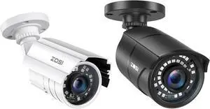 ZOSI 2 x 2MP 1080p HD 1920TVL Security Camera (Hybrid 4-in-1 HD-CVI/TVI/AHD/960H Analog CVBS), IR Night Vision, Weatherproof Surveillance CCTV Bullet Camera Outdoor, Black & White ZOSI 2 x 2MP 1080p HD 1920TVL Security Camera (Hybrid 4-in-1 HD-CVI/TVI/AHD/960H Analog CVBS), IR Night Vision, Weatherproof Surveillance CCTV Bullet Camera Outdoor, Black & White