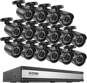 ZOSI 1080p 16 Channel Security Camera System with AI Human Vehicle Detection, H.265+ Hybrid DVR and 16 x 1080p Surveillance Cameras Outdoor Indoor with Night Vision, Remote Access, No Hard Drive ZOSI 1080p 16 Channel Security Camera System with AI Human Vehicle Detection, H.265+ Hybrid DVR and 16 x 1080p Surveillance Cameras Outdoor Indoor with Night Vision, Remote Access, No Hard Drive
