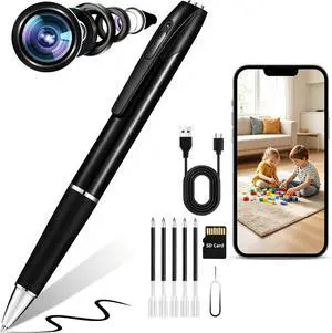 2026 Upgraded 1080P Hidden Pen Nanny Camera, Portable Design, 180 mins Battery runtime, Includes 64GB Micro SD Card. Ideal for Home & Office. Video only, no Audio. 2026 Upgraded 1080P Hidden Pen Nanny Camera, Portable Design, 180 mins Battery runtime, Includes 64GB Micro SD Card. Ideal for Home & Office. Video only, no Audio.