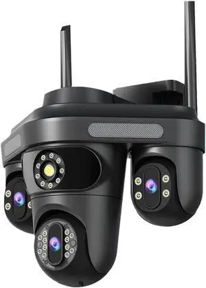 Triple Lens WiFi Outdoor Security Camera 15MP Motion Tracking IP66 Waterproof Color Night Vision(UK Plug,Camera) Triple Lens WiFi Outdoor Security Camera 15MP Motion Tracking IP66 Waterproof Color Night Vision(UK Plug,Camera)