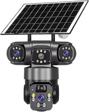 6K 4G Solar PTZ Outdoor Security Cam Three Screen Battery Powered Waterproof Surveillance Device(4G Cam 256G Card) 6K 4G Solar PTZ Outdoor Security Cam Three Screen Battery Powered Waterproof Surveillance Device(4G Cam 256G Card)