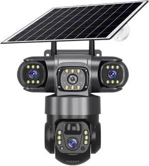 4G Solar PTZ Outdoor Security Device 3 Lens Three Screens PIR Human Detection Battery Powered Surveillance Equipment(4G Camera 128G) 4G Solar PTZ Outdoor Security Device 3 Lens Three Screens PIR Human Detection Battery Powered Surveillance Equipment(4G Camera 128G)