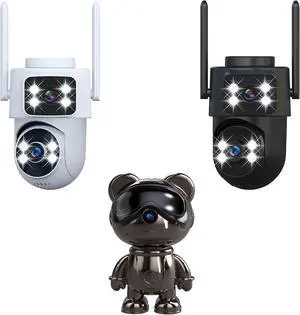 Virtual Bundle, 2MP White & Black SQ17 Dual-Lens Cameras + Gloss Gunmetal TDB5 Bear Camera, 3K WiFi Indoor Security Cameras with AI Auto Tracking Virtual Bundle, 2MP White & Black SQ17 Dual-Lens Cameras + Gloss Gunmetal TDB5 Bear Camera, 3K WiFi Indoor Security Cameras with AI Auto Tracking
