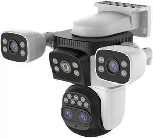 20MP 10K Four-Lens PTZ Security Cam, Three Screens, 10X Digital Zoom, WiFi Outdoor AI Human Auto Tracking Surveillance(US,10K 10xZoom Add 256G) 20MP 10K Four-Lens PTZ Security Cam, Three Screens, 10X Digital Zoom, WiFi Outdoor AI Human Auto Tracking Surveillance(US,10K 10xZoom Add 256G)