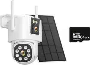 8MP 4G LTE Solar Security Camera, Dual Lens AOV 24/7 Recording Two-Way Audio 12000mAh Battery Surveillance Cam(8MP Add 64G Card) 8MP 4G LTE Solar Security Camera, Dual Lens AOV 24/7 Recording Two-Way Audio 12000mAh Battery Surveillance Cam(8MP Add 64G Card)