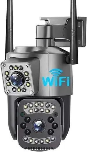 Dual Lens Outdoor WiFi PTZ Security Camera, Waterproof Two-Way Audio Auto Tracking Surveillance Cam(EU Plug) Dual Lens Outdoor WiFi PTZ Security Camera, Waterproof Two-Way Audio Auto Tracking Surveillance Cam(EU Plug)