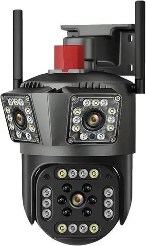 12MP Outdoor WiFi PTZ Security Camera, Three Lens 10X Zoom AI Auto Tracking Surveillance Camera(US Plug_SANJINGTOU) 12MP Outdoor WiFi PTZ Security Camera, Three Lens 10X Zoom AI Auto Tracking Surveillance Camera(US Plug_SANJINGTOU)