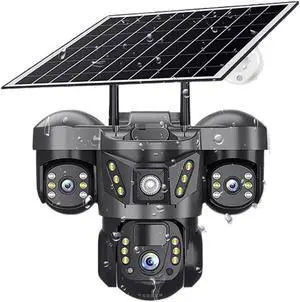 Solar 4G IP Camera with Card 15MP Three Lens Three Screen Monitor Night Vision Security Protection PTZ Video Surveillance(4G Cam 128G Card) Solar 4G IP Camera with Card 15MP Three Lens Three Screen Monitor Night Vision Security Protection PTZ Video Surveillance(4G Cam 128G Card)