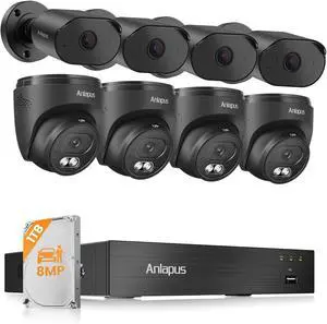 Anlapus 4K Home Security Camera System Outdoor Indoor, H.265+ 8CH CCTV DVR, 8 x Wired Weatherproof CCTV Surveillance Camera, AI Human Vehicle Detect, 80ft Night Vision, Audio Recording, Remote Access Anlapus 4K Home Security Camera System Outdoor Indoor, H.265+ 8CH CCTV DVR, 8 x Wired Weatherproof CCTV Surveillance Camera, AI Human Vehicle Detect, 80ft Night Vision, Audio Recording, Remote Access