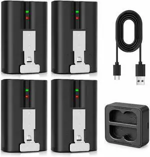 4-Pack 6040mAh Replacement Battery with Charger Station Compatible with Ring-Doorbell 2/3/3 Plus/4, Solar Floodlight 4-Pack 6040mAh Replacement Battery with Charger Station Compatible with Ring-Doorbell 2/3/3 Plus/4, Solar Floodlight